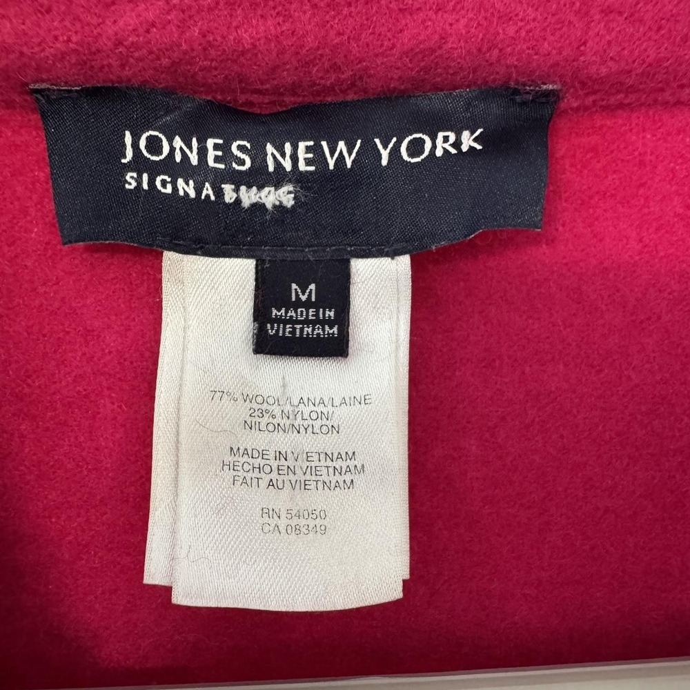 Jones New York Signature Pink Wool Blend Zip Up Ribbed Knit Jacket Womens Medium - Picture 3 of 7